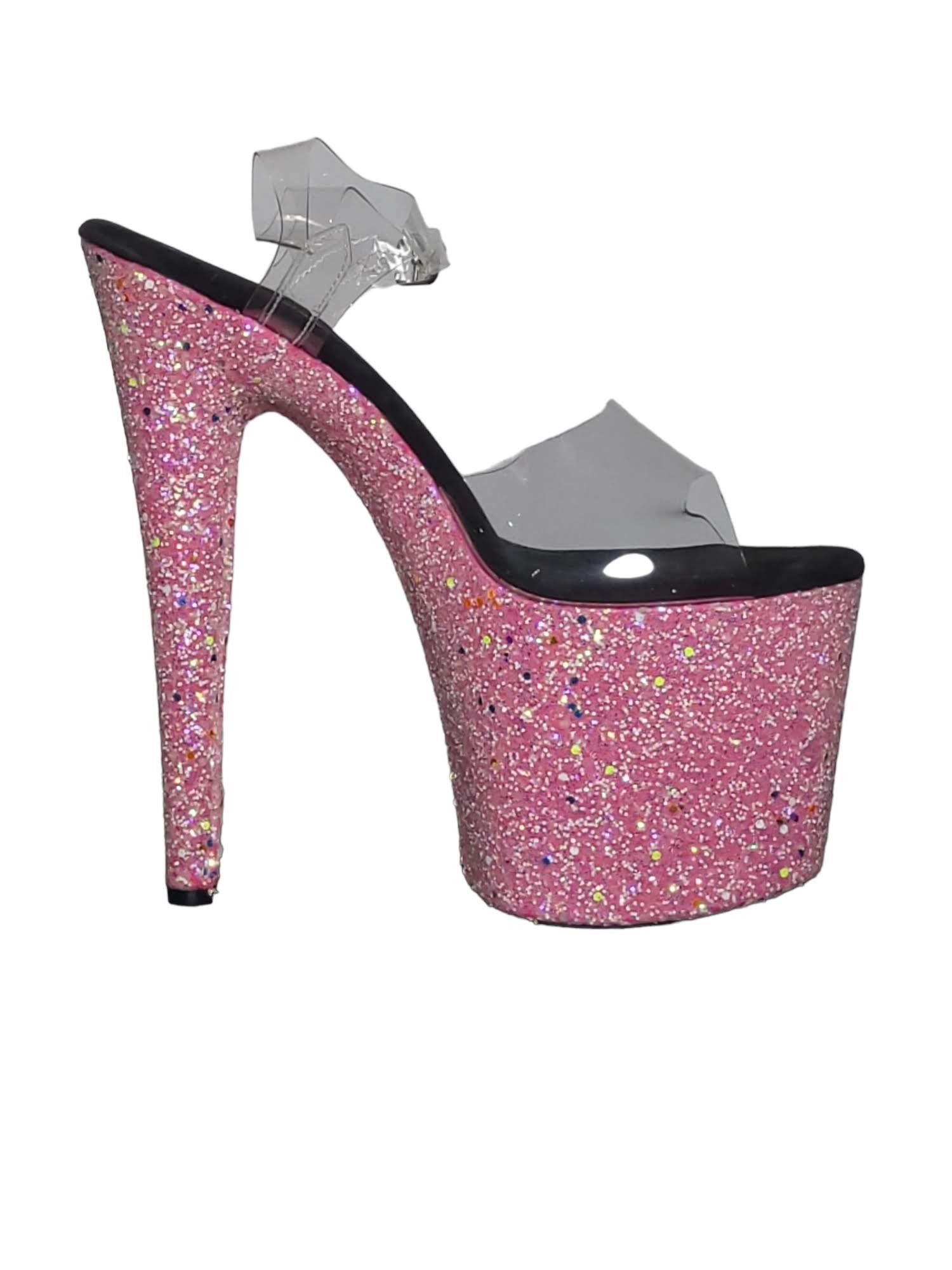 Pink Glitter Glitz High Heel Platform Stiletto Pole Shoes