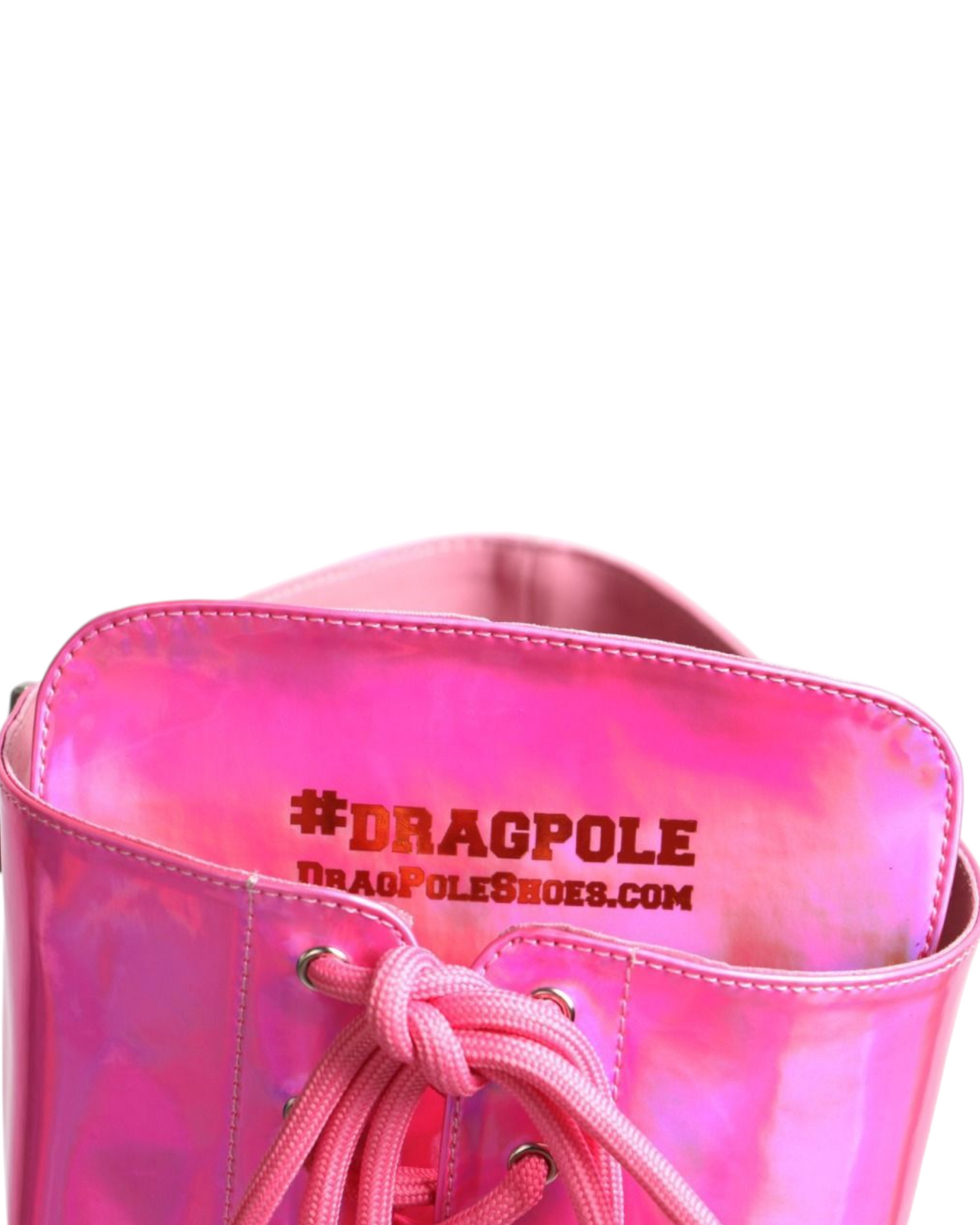 Pearlescent Pink Thigh 8 Inch Platform Boots.