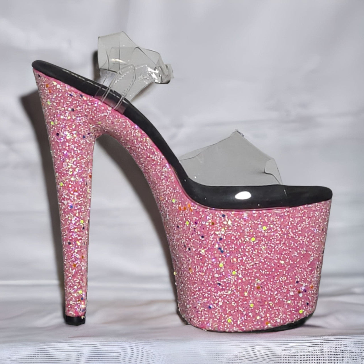 Pink Glitter Platform Stiletto Sandals Drag Pole Shoes