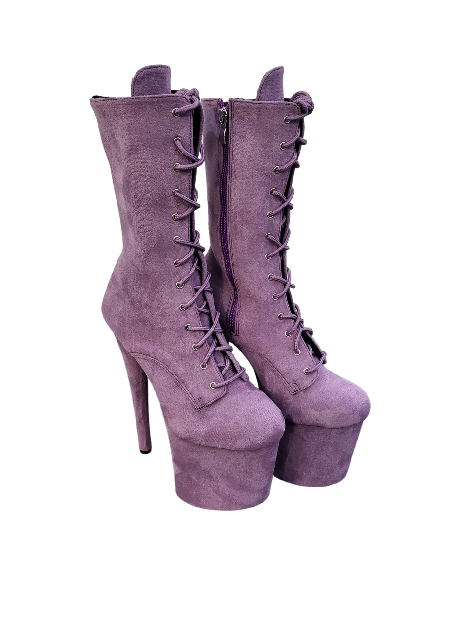 Lavender Lilac Faux Suede Platform Stiletto Boot
